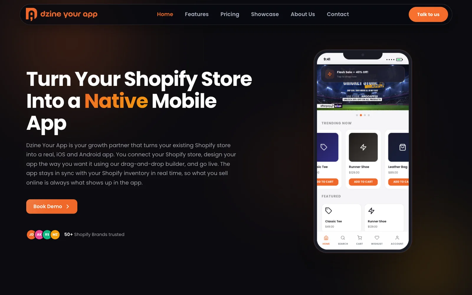Dzine Your App website screenshot